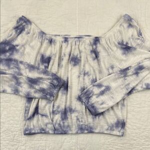 Z-Supply Purple and White Tie-Dye Off-Shoulder Top size Medium